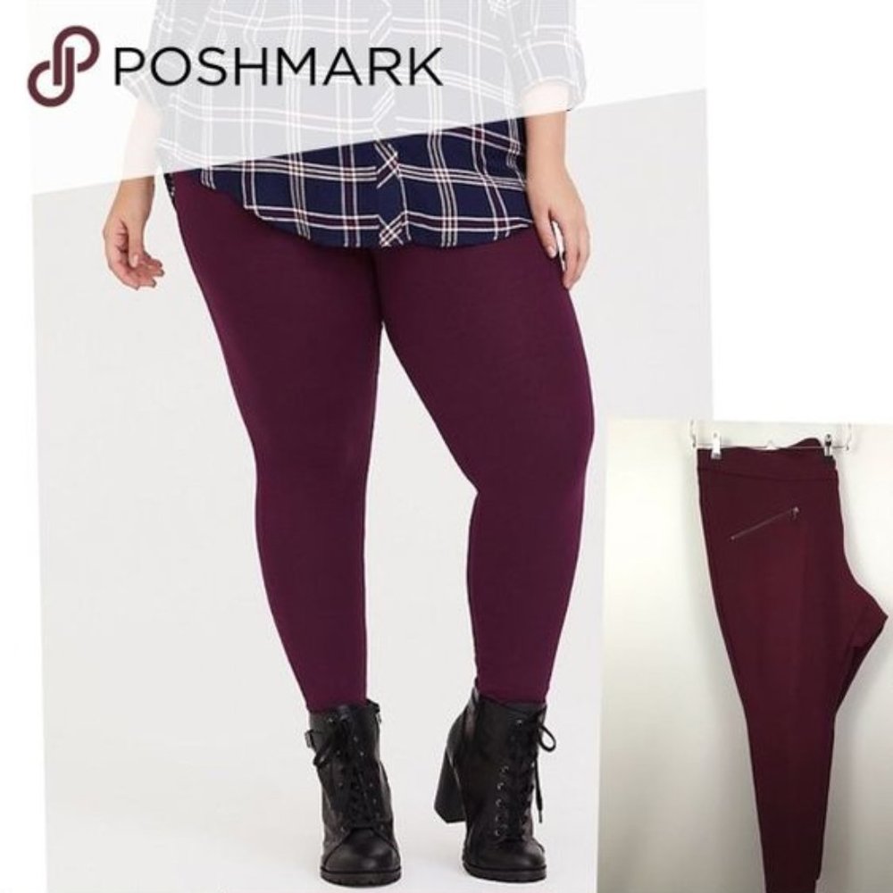 Torrid Burgundy Ponte Trouser w/ Zip detail - 16